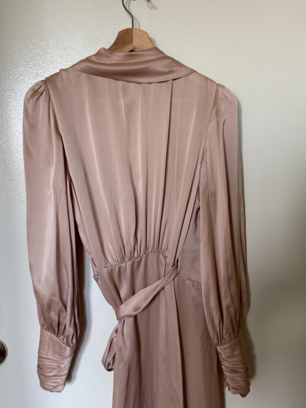 Zimmermann Blush Pink Ruffled Silk Satin Wrap Midi Dress 1 / S - Picture 8 of 12